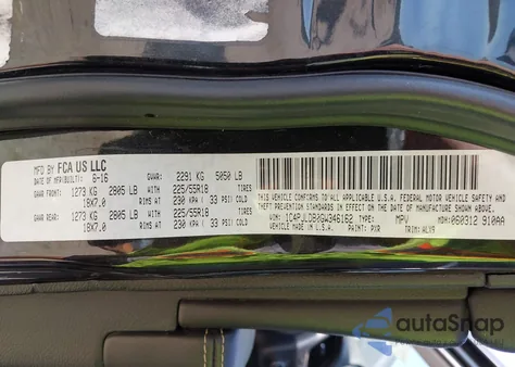 2016 Jeep Cherokee Limited z USA, uszkodzony, nr VIN 1C4PJLDB0GW346162